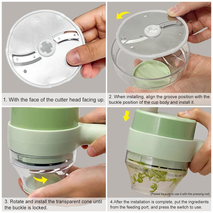 SliceMaster™ | 4-in-1 Portable Electric Vegetable Cutter Set™